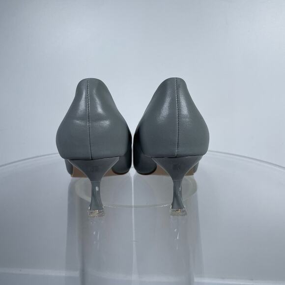 C.Paravano Women's UK 40/US 9-9.5 Kitten Heel Pumps Leather Grey Buckle Business - Picture 4 of 12